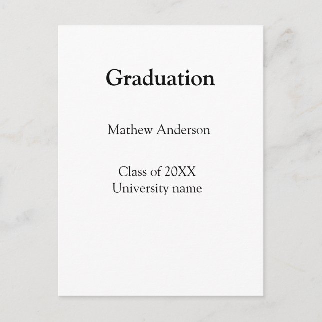 Graduation name class of 20XX university name simp Postkarte (Vorderseite)