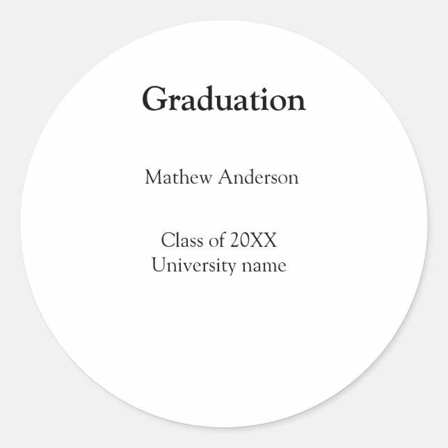 Graduation name class of 20XX university name simp Runder Aufkleber (Vorderseite)