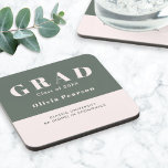 Graduation Name Class Year Set of 6 Keepsake Getränkeuntersetzer<br><div class="desc">Celebrate a proud academic milestone with this set of 6 personalized graduation coasters featuring the graduate’s name, class year, university, and degree. The modern typography and sage green minimalist design create a stylish way to honor the grad's dedication and success. These coasters are perfect for graduation parties, drink stations, and...</div>