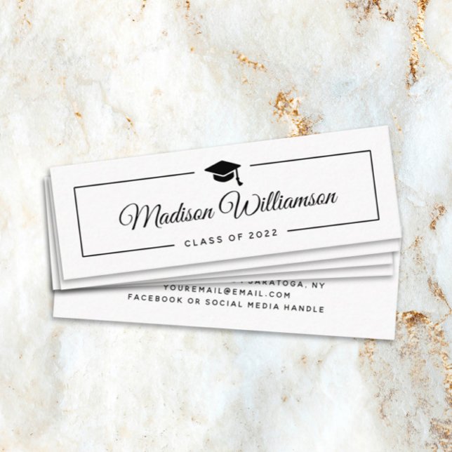 Graduation Name Modern Trendy Script Mini Visitenkarte (Von Creator hochgeladen)