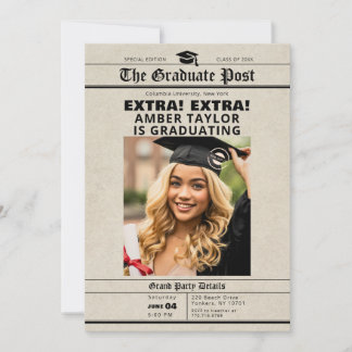 Graduation Newspaper “Extra Extra” Photo Einladung