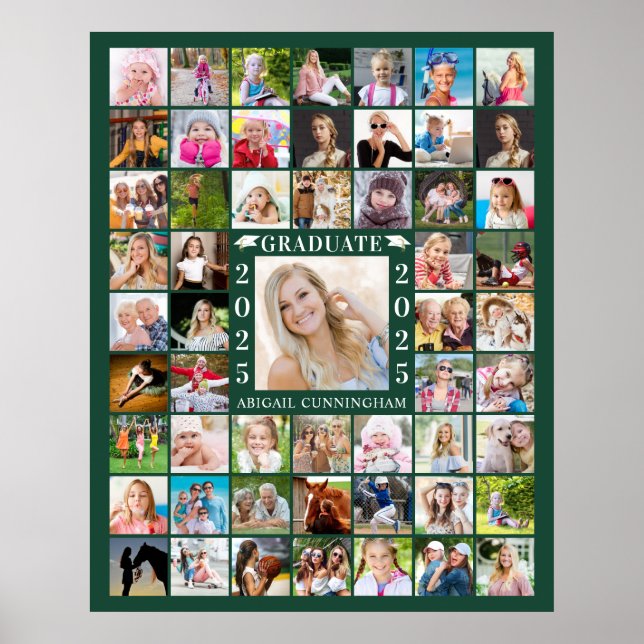 Graduation Party 55 Foto Collage Green Poster (Vorne)