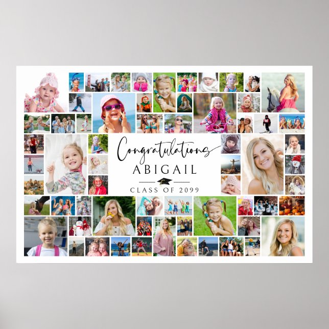 Graduation Party 64 Photo Collage Memory Poster (Vorne)