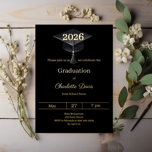 Graduation party black gold class of 2026 luxury folieneinladung (Von Creator hochgeladen)