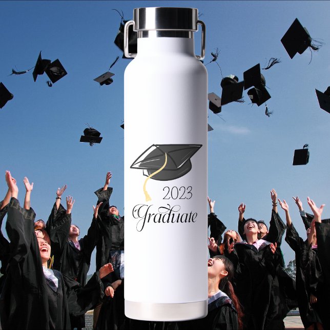 Graduation Party Black Graduation Cap Custom Trinkflasche (Von Creator hochgeladen)