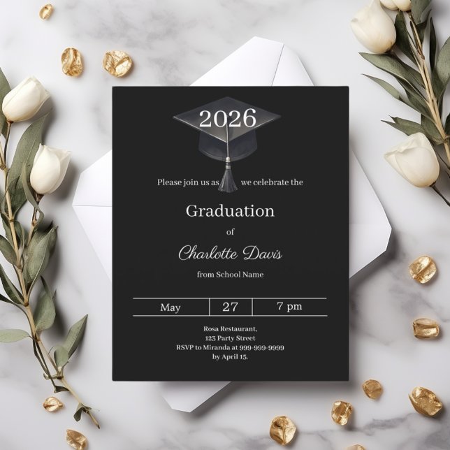 Graduation party black white class 2026 invitation (Von Creator hochgeladen)