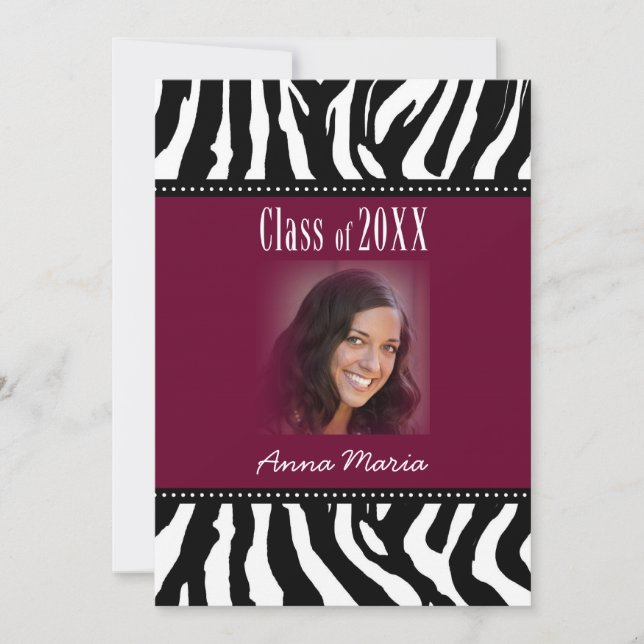 Graduation Party Black Zebra Invitation (Devant)