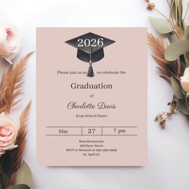 Graduation party blush pink class 2026 invitation (Von Creator hochgeladen)