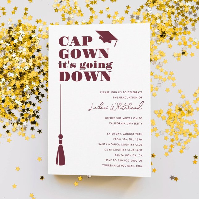 Graduation Party Cap Gown es geht nach Burgund Einladung (Von Creator hochgeladen)