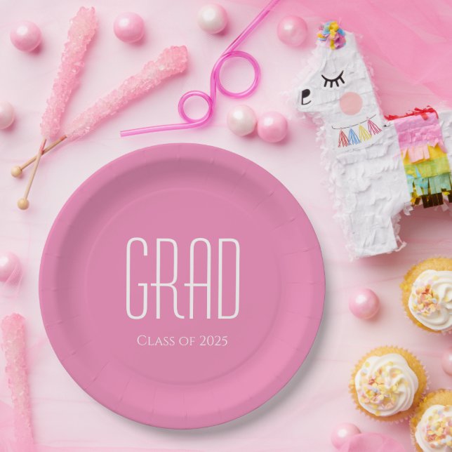 Graduation Party Class of 2025 Pink Grad Pappteller (Party)
