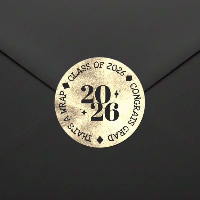 Graduation Party Class Of Congrats Grad Gold Runder Aufkleber (Graduation Party Class Of Congrats Grad Gold Classic Round Sticker
)