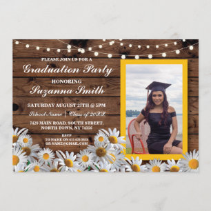 Graduation Party Daisy Wood Invitation photo Grad