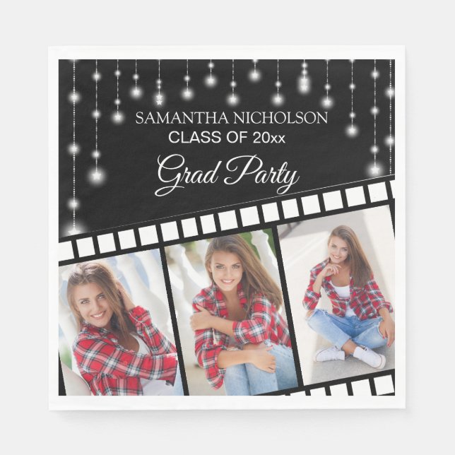 Graduation Party Foto Film Reel Hollywood Star Serviette (Vorderseite)