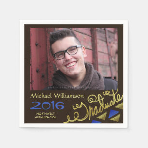 Graduation Party Foto Gold Foil Typografie Serviette