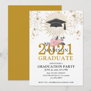 Graduation Party Gold Pink Class of 2021 Einladung