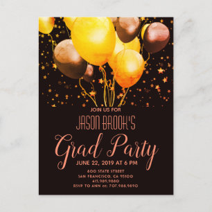 Graduation Party Gold Rose Gold Ballons laden ein Ankündigungspostkarte