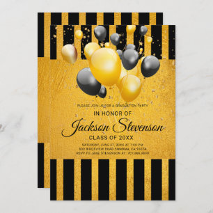 Graduation Party Gold sur invitation noire