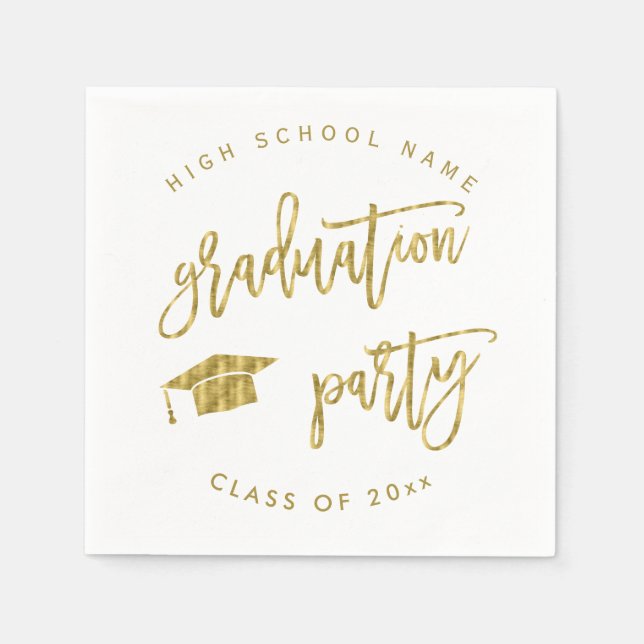 Graduation Party Imitats Gold Class Cocktail Serviette (Vorderseite)