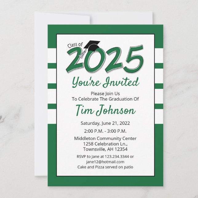 Graduation Party Invitation année 2023 vert (Devant)