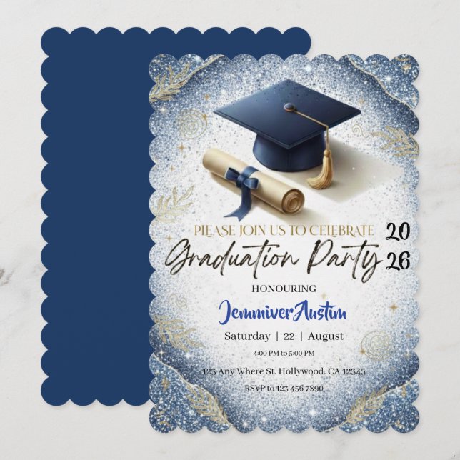 Graduation Party Invitation  Einladung (Vorne/Hinten)