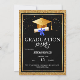 Graduation Party Invitation Elegant Gold Editable  Einladung