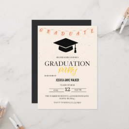 Graduation Party Invitation Elegant Gold Editable Einladung