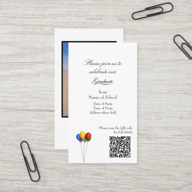 Graduation Party Invitation Enclosure Card (Devant/Arrière en situation)