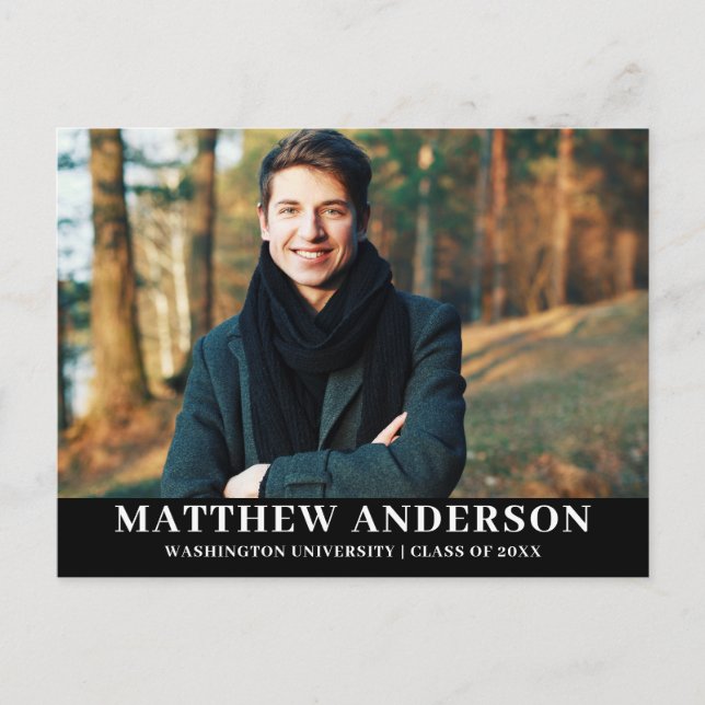 Graduation Party Invitation Graduate photo Blk (Devant)