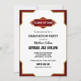 Graduation Party Invitation Red Retro Inspired Einladung