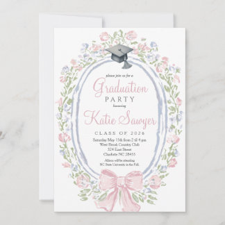 Graduation Party Invitation, Wildflower Graduation Einladung