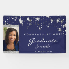 Graduation Party Marine Blue White Stars Foto 2023 Banner