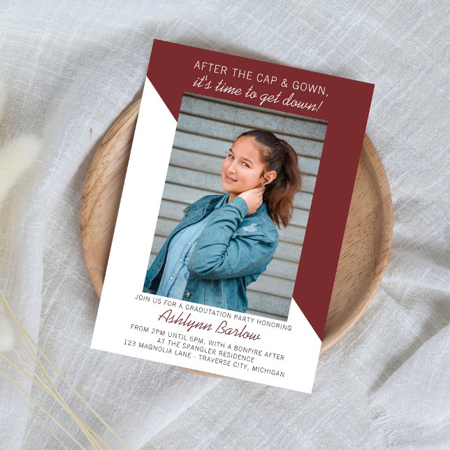 Graduation Party Open House 2024 Foto Maroon Einladung (Von Creator hochgeladen)