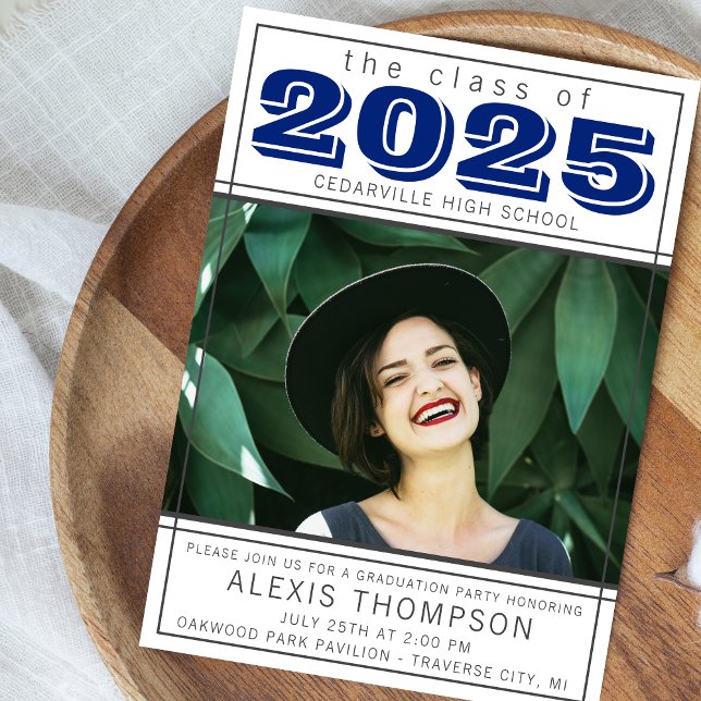 Graduation Party Open House 2025 Foto Blue Einladung (Von Creator hochgeladen)