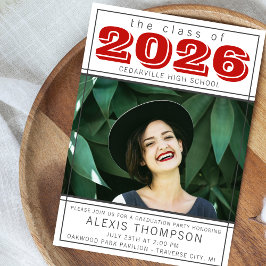 Graduation Party Open House 2025 Foto Red Einladung