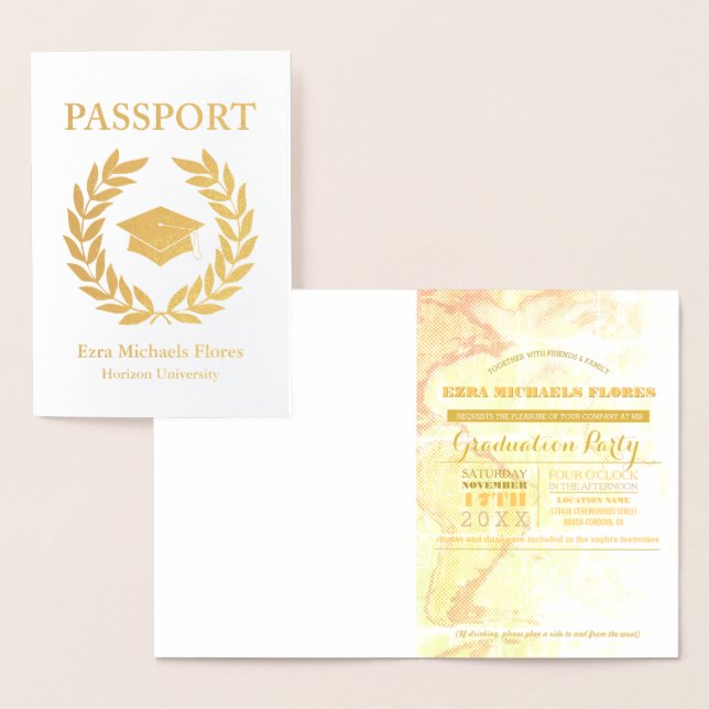 Graduation Party Pass Goldfolie Folienkarte (Anzeige)