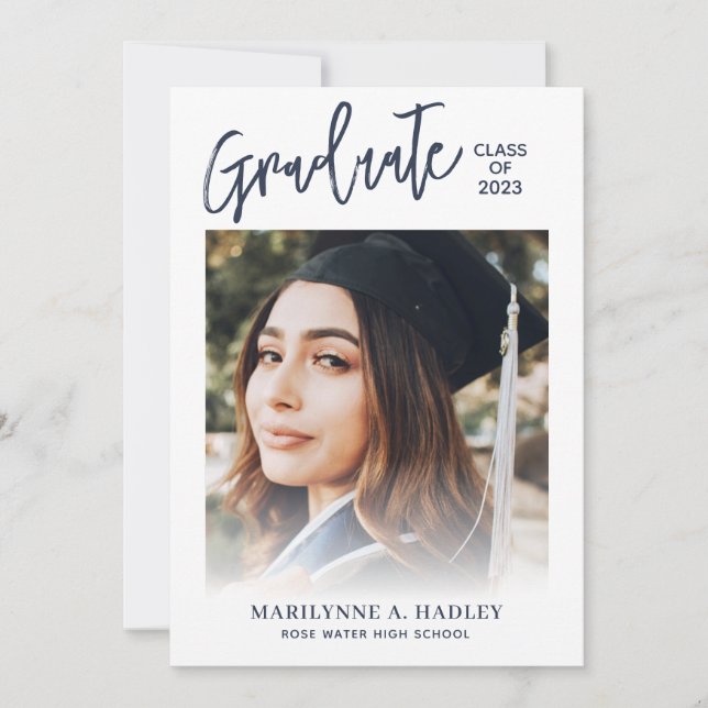 Graduation Party Photo Blue Invitation (Devant)