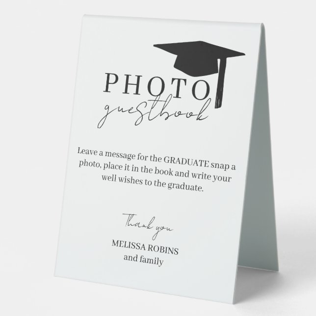 Graduation Party Photo Guestbook  Tischaufsteller (Vorderseite)