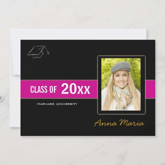 Graduation Party Photo rose Invitation (Devant)