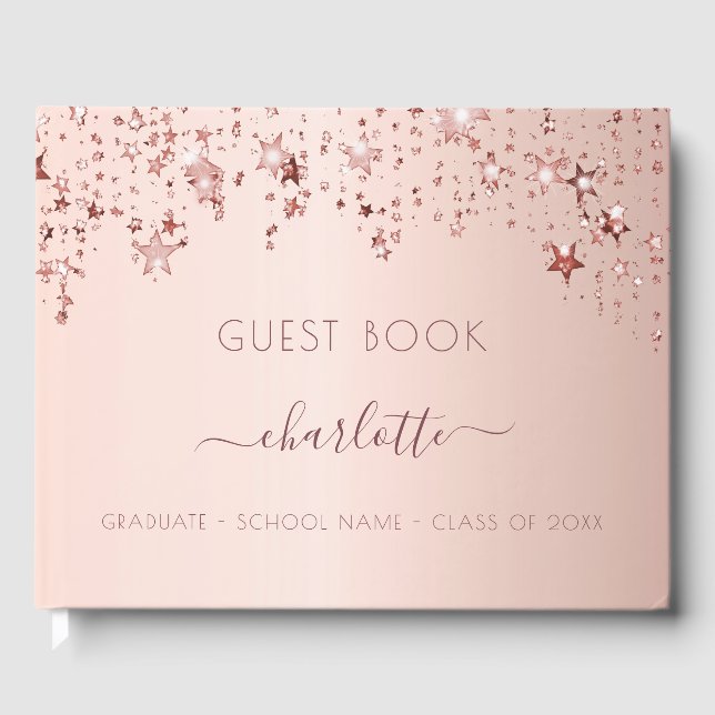 Graduation Party Rose Gold Luxusklasse 2024 Gästebuch (Vorderseite)