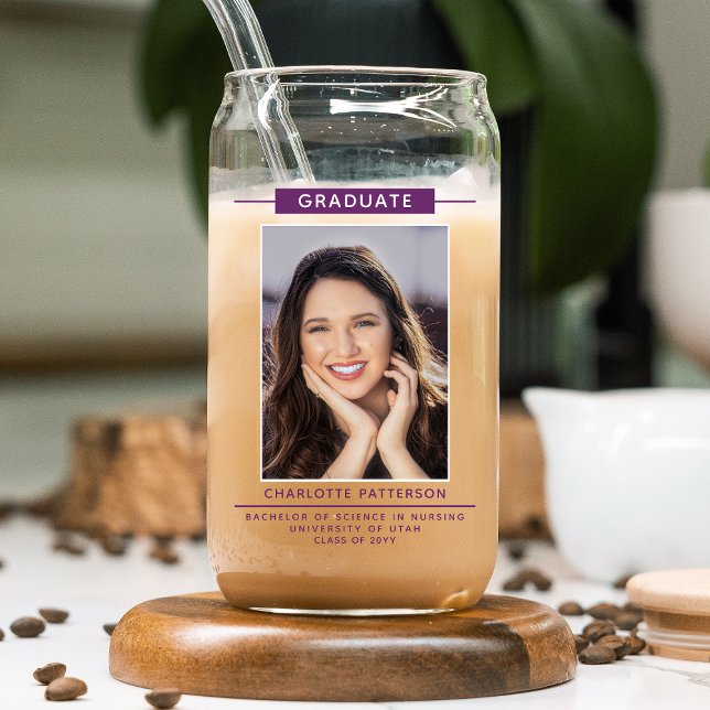 Graduation Party Simple moderne Script Photo viole (Créateur téléchargé)