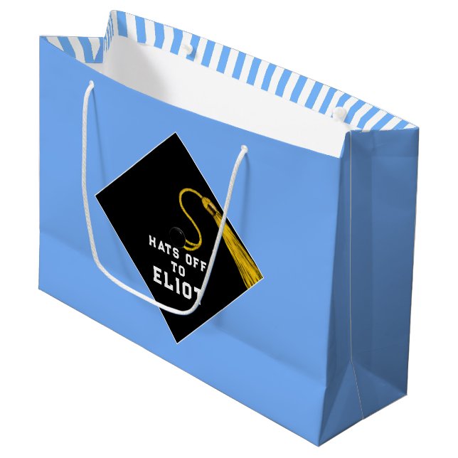 Graduation personnalisée Clair Bleu Grand sac cade (Devant Angle)