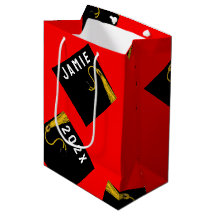 Graduation personnalisée Sac cadeau Rouge Moyen