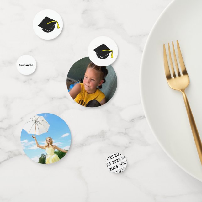 Graduation Photo Année Nom Table Confetti (Groupe)