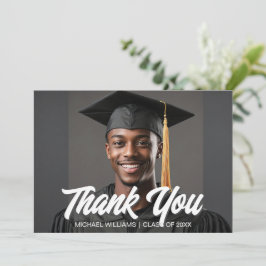 Graduation Photo Bold Script Overlay Graduate Dankeskarte