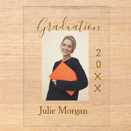 Graduation photo brown golden year 20XX namesimple Acryleinladungen