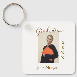 Graduation photo brown golden year 20XX namesimple Schlüsselanhänger