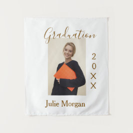 Graduation photo brown golden year 20XX namesimple Wandteppich