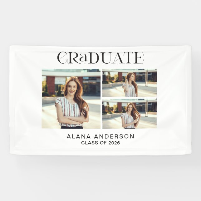 Graduation Photo Modern Collage Custom Party Decor Banner (Horizontal)
