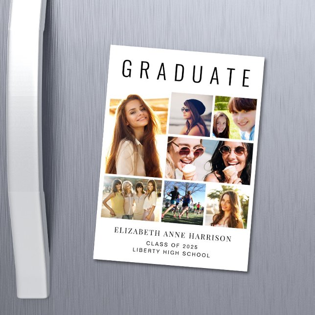 Graduation photo moderne Faire-part magnétique (Our user-friendly template makes it a breeze to upload your photos and personalize your magnet)