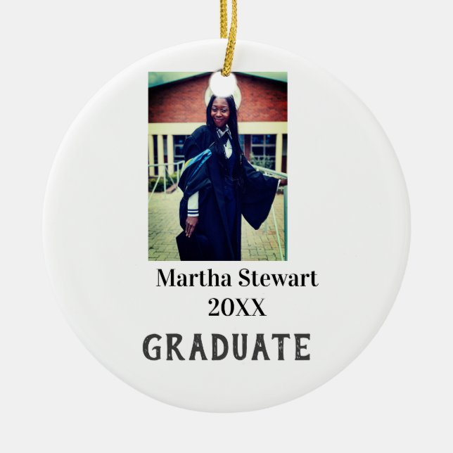 Graduation photo name year class university simple keramik ornament (Vorne)